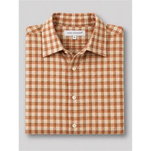Alex Cannon Mens Gingham Linen Button Down Shirt XL Beachy Resort Preppy